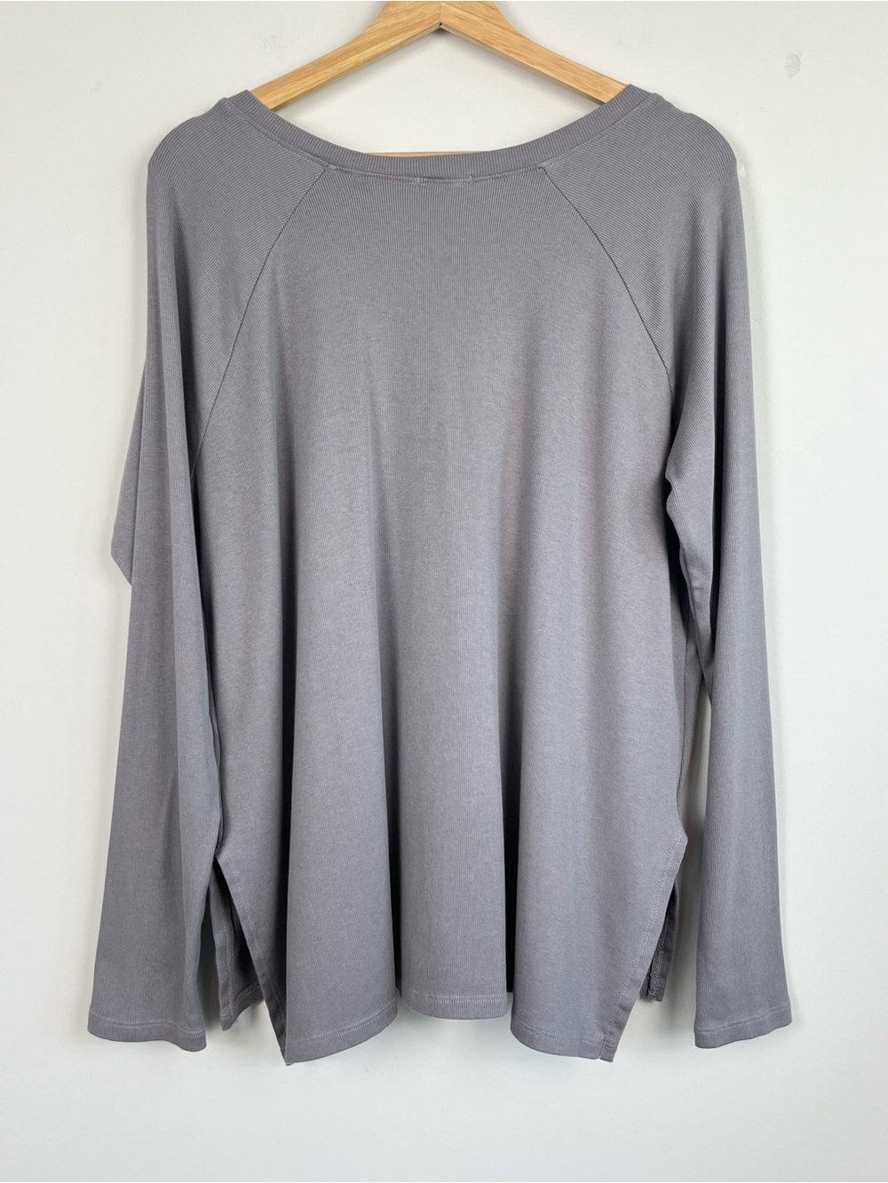 PJ Harlow Frankie gray Supima cotton modal blend pajama lounge top, medium. - Picture 2 of 7